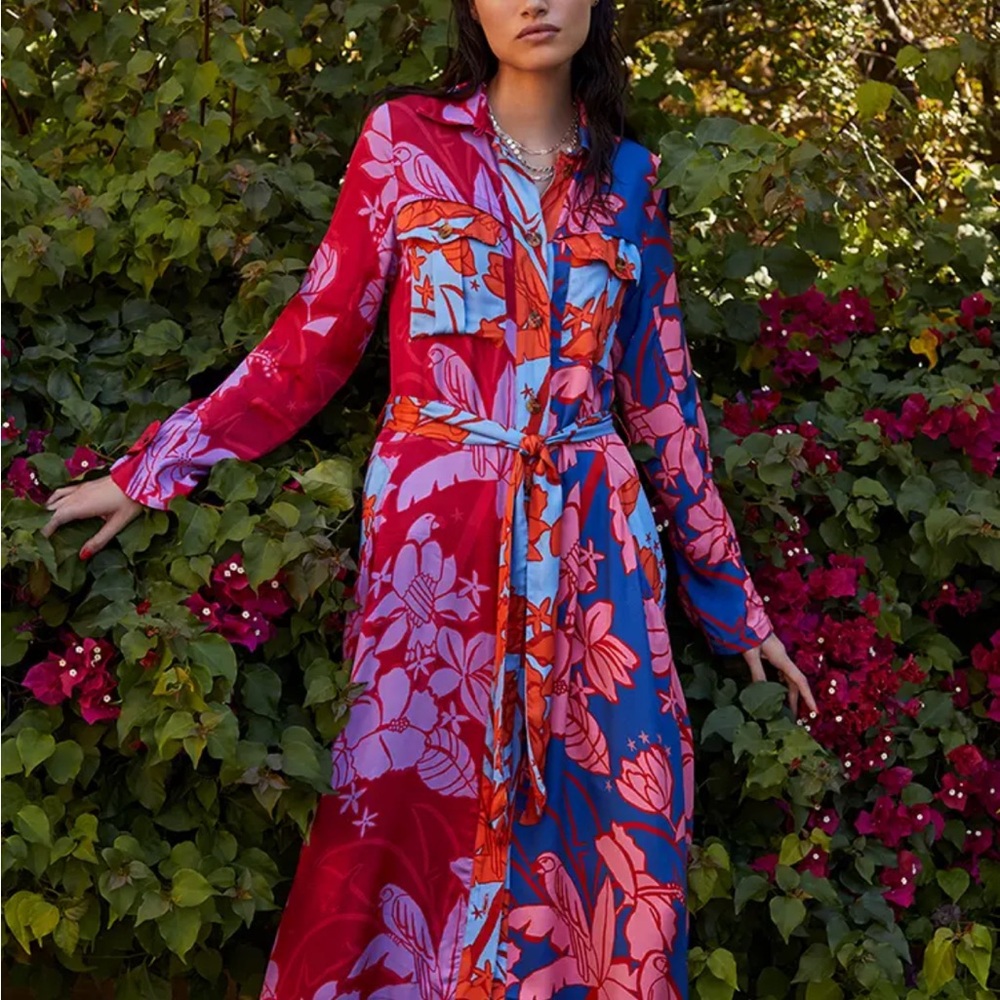Farm Rio Floral Shirt Dress/Trench